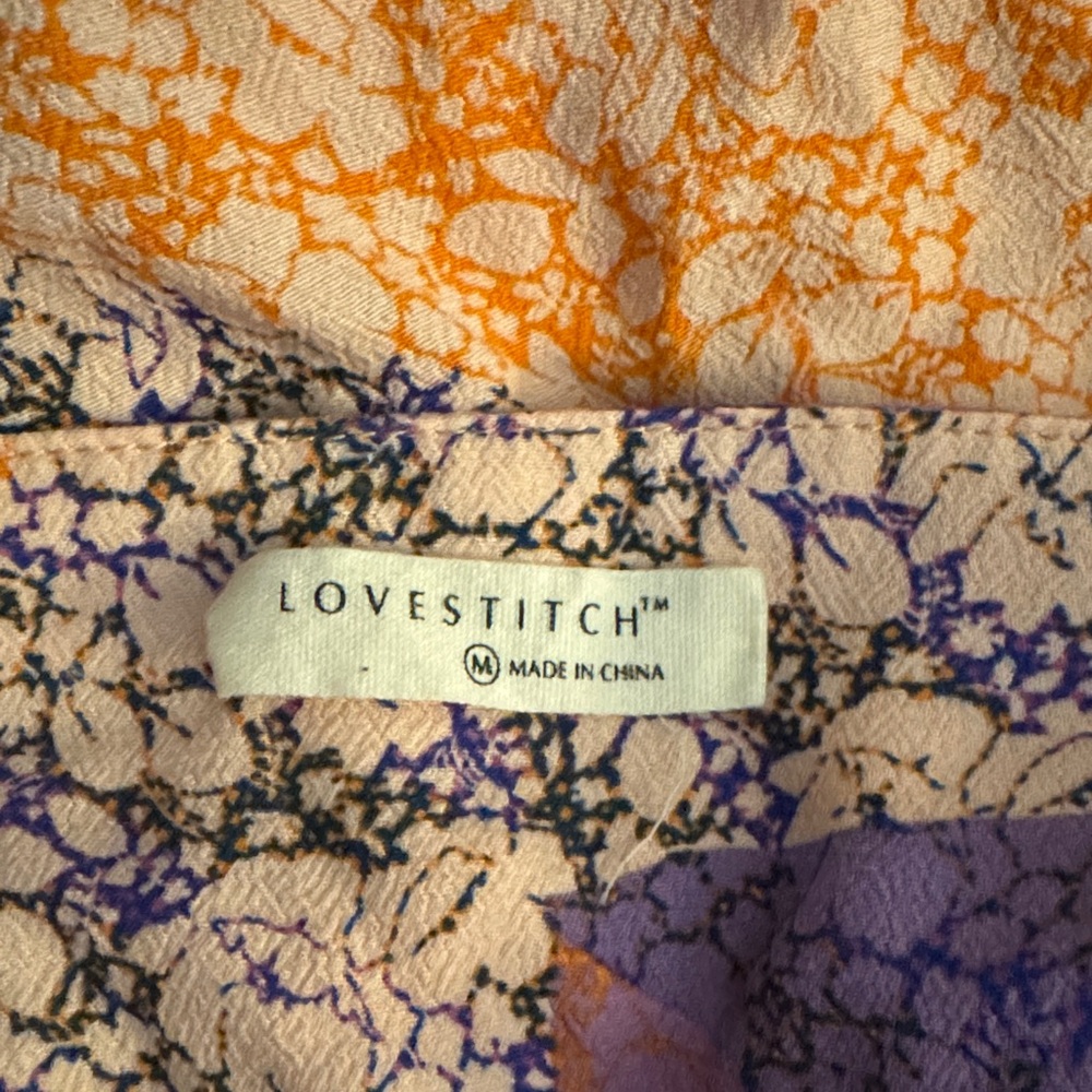 Lovstitch Patchwork V-Neck Top - Orange and Purple - Picture 9 of 9